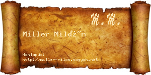 Miller Milán névjegykártya
