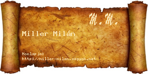Miller Milán névjegykártya